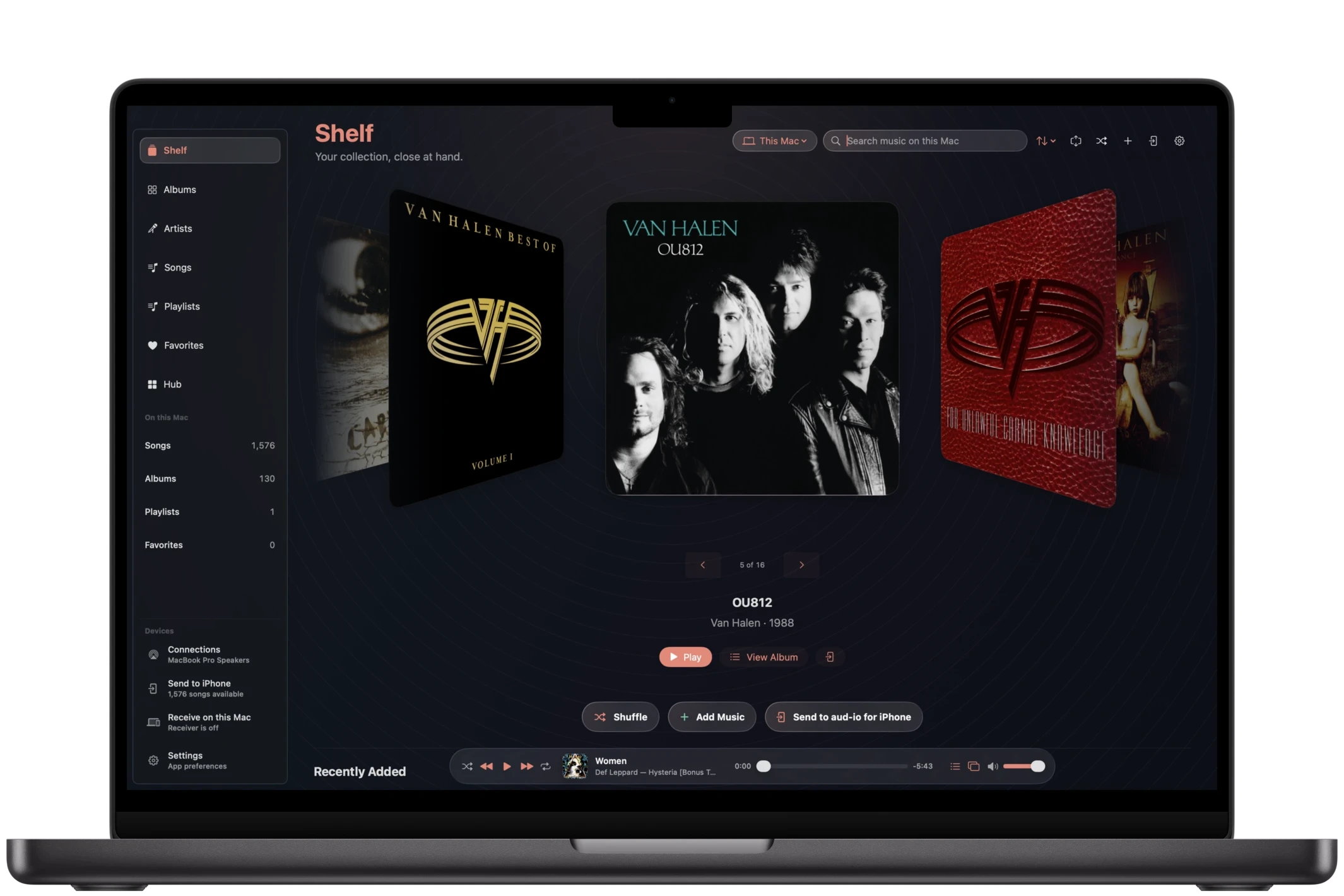 The Shelf in aud-io for Mac on MacBook Pro