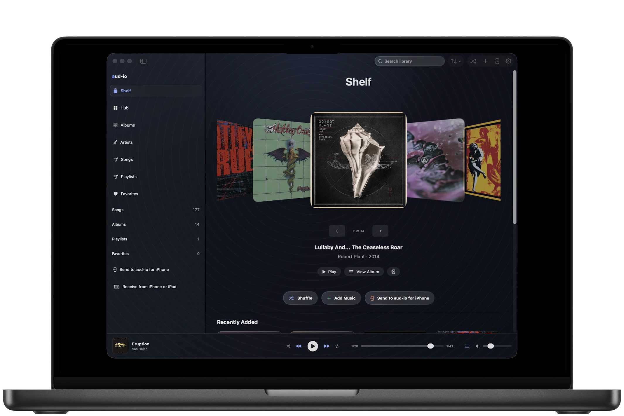 The Shelf in aud-io for Mac on MacBook Pro