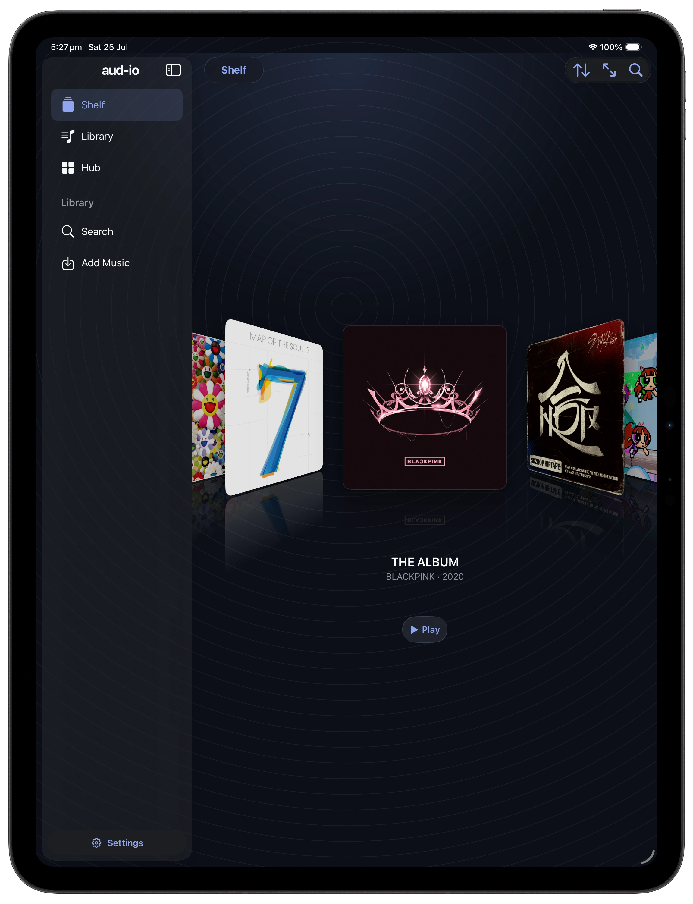 The Shelf in aud-io in portrait on an iPad Pro 13-inch (M5)