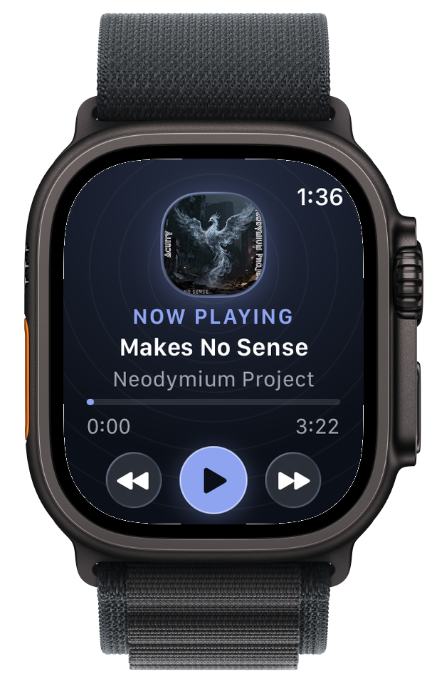 aud-io Now Playing controls on Apple Watch