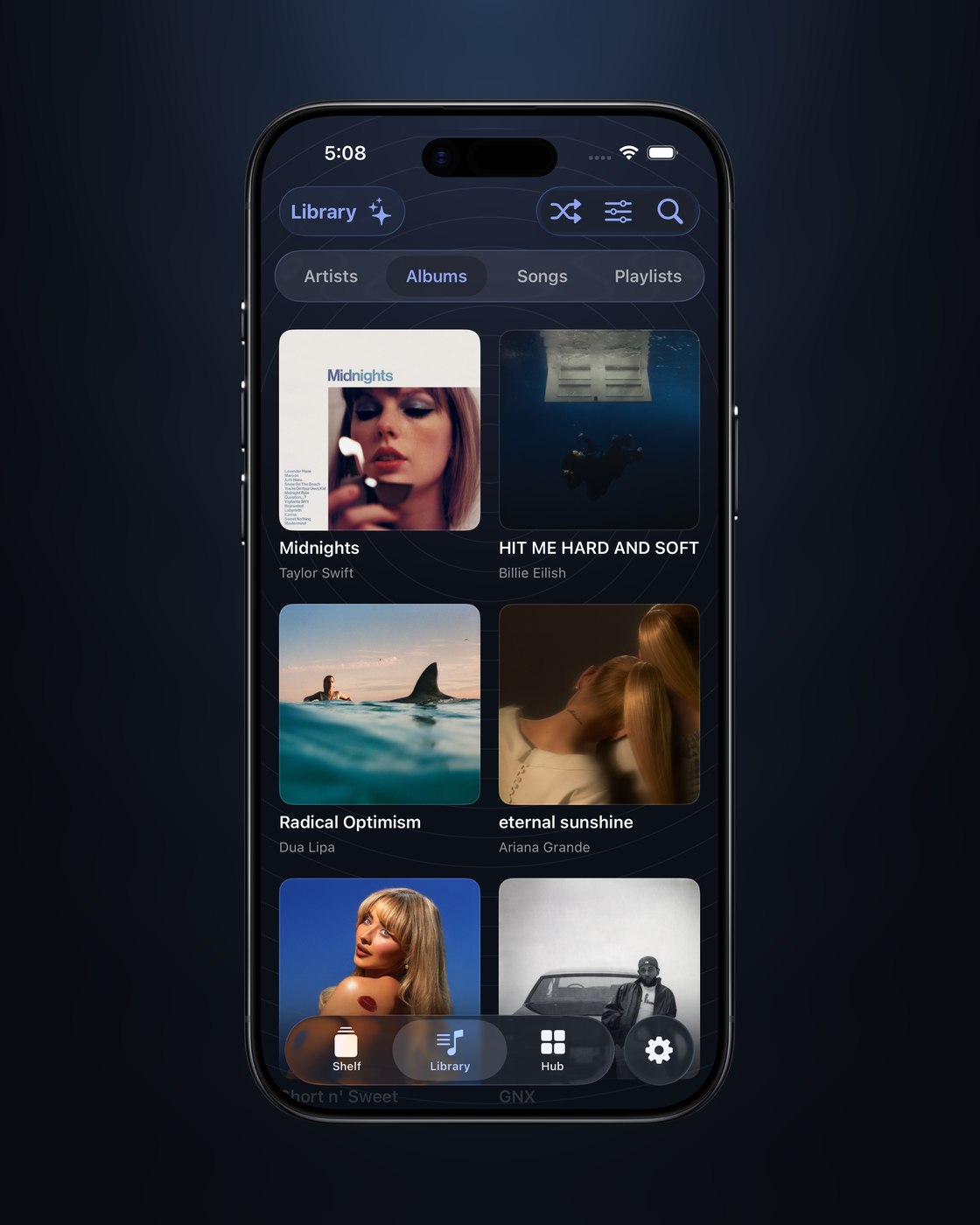 The Library in aud-io for iPhone.