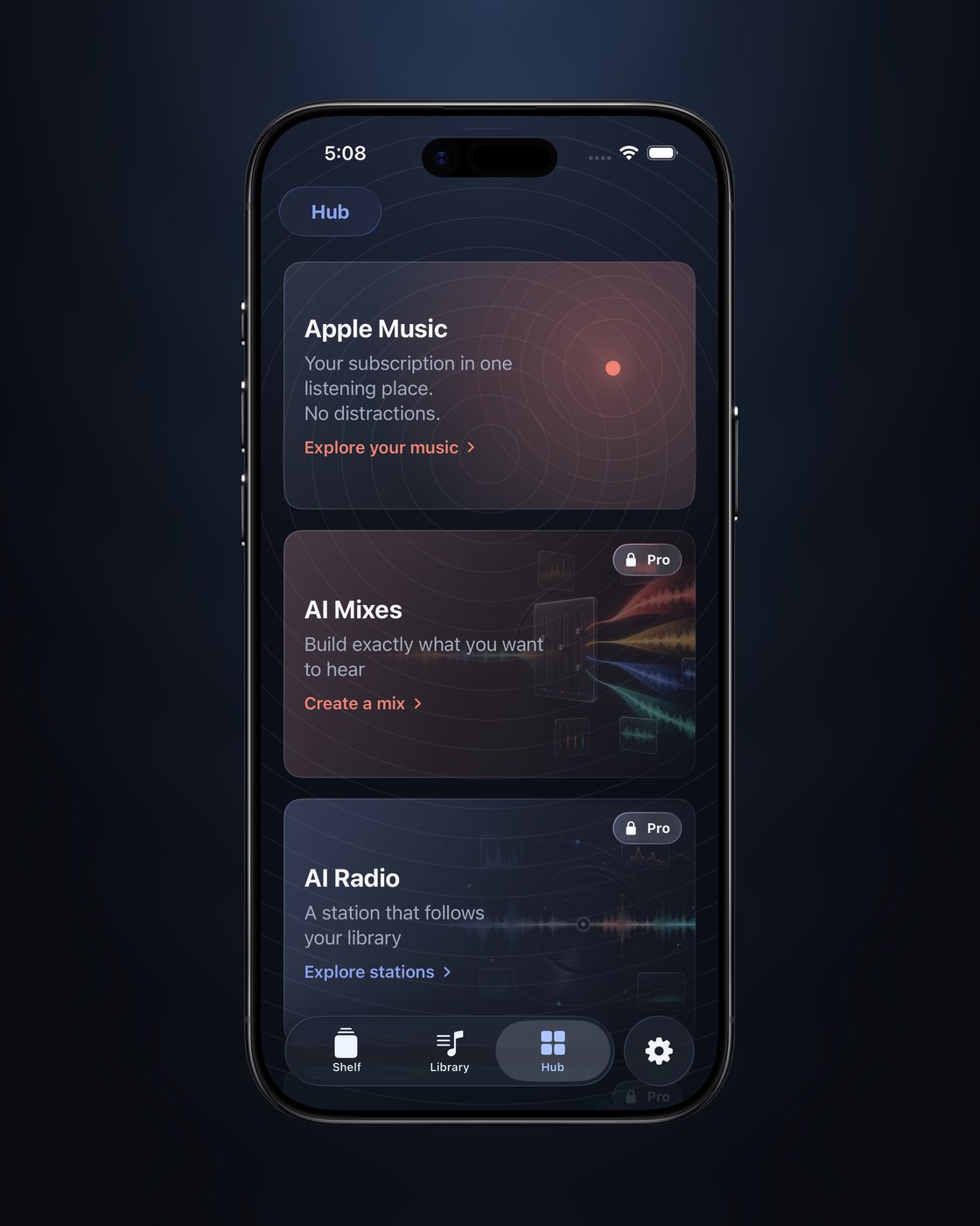 The Hub in aud-io for iPhone.